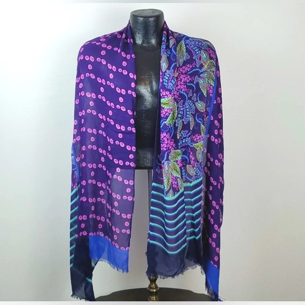 Vera Bradley Floral Multicolored Mixed Print Long Scarf 73” x 26”